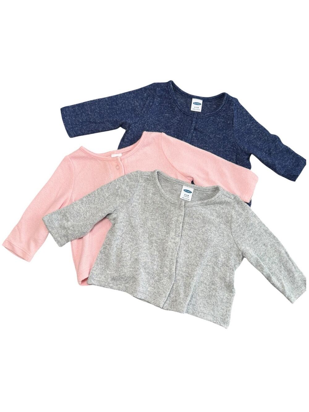 Old Navy Light Sweater Bundle Baby Girl Gray Pink Blue 0-3 Months
